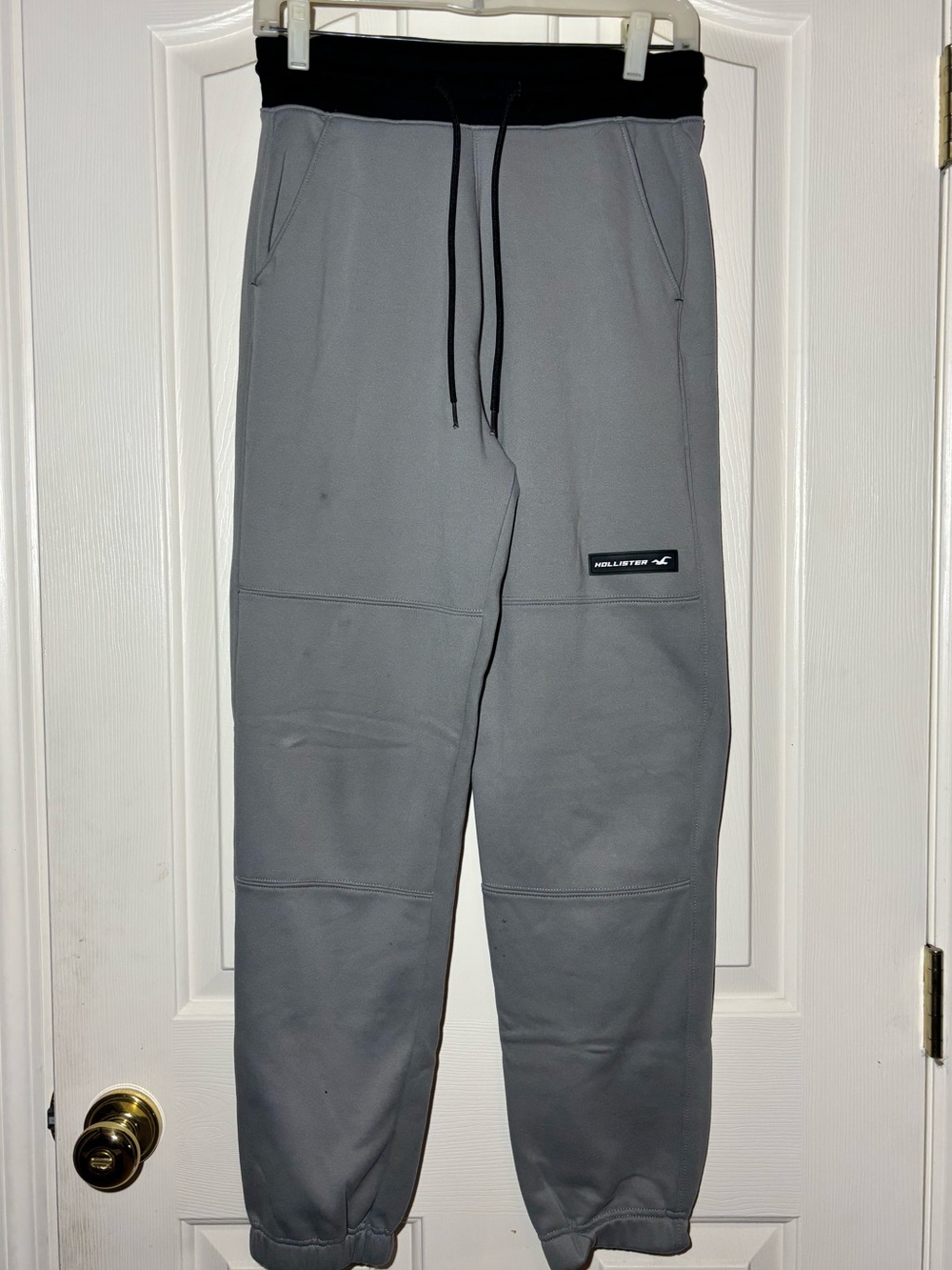 Hollister Men's Gray Jogger Sweatpants with Black Waistband